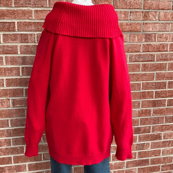Calvin Klein Cowl Fancy Red Knit Pullover Sweater - Picture 5 of 7